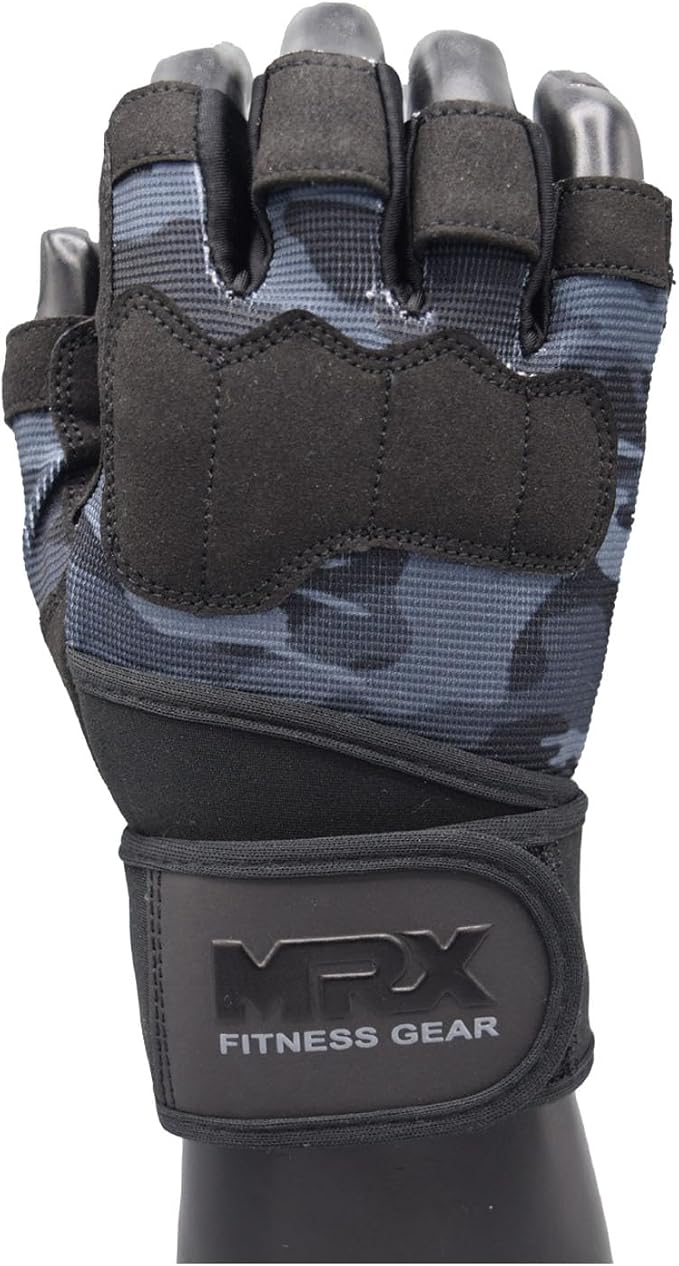 MRX Weightlifting Gloves for Men Workout Gloves Mens Wrist Support Lifting Gloves Male Gym Gloves | Workout Gym Accessories for Men Weight Lifting Fingerless Gym Exercise for Powerlifting