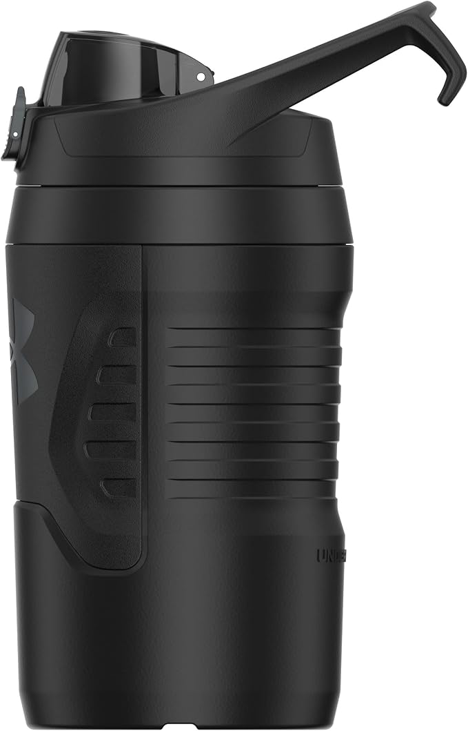 Under Armour 32 oz Insulated Water Bottles - Sports Water Jug with Fence Hook, Leak Resistant for Baseball, Football & More, 32 oz Insulated, Black/Black
