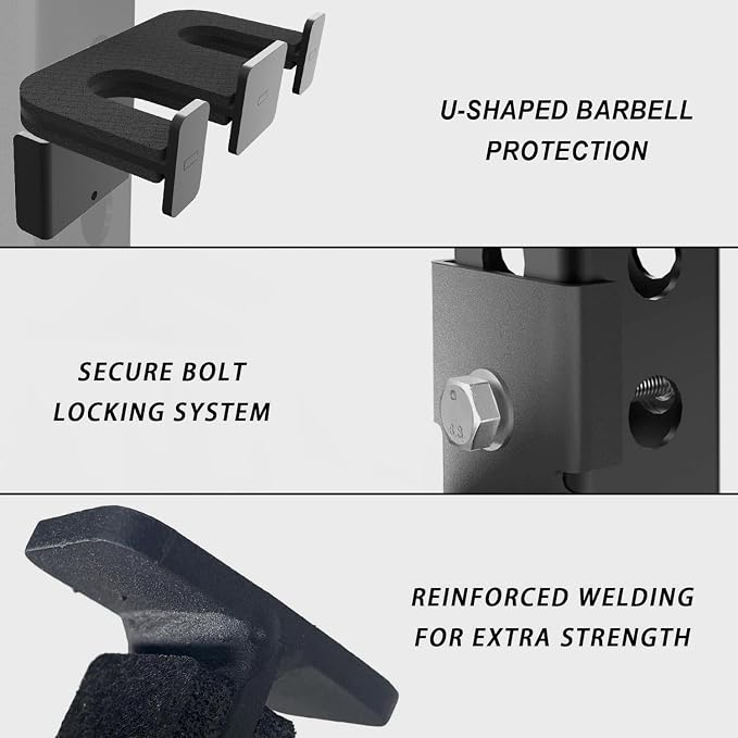 Rack-Mounted Olympic Barbell Holder for 2x2 & 2x3 Power Racks, No Drilling Required – Heavy-Duty Steel Storage with Protective Padding, Space-Saving Gym Equipment