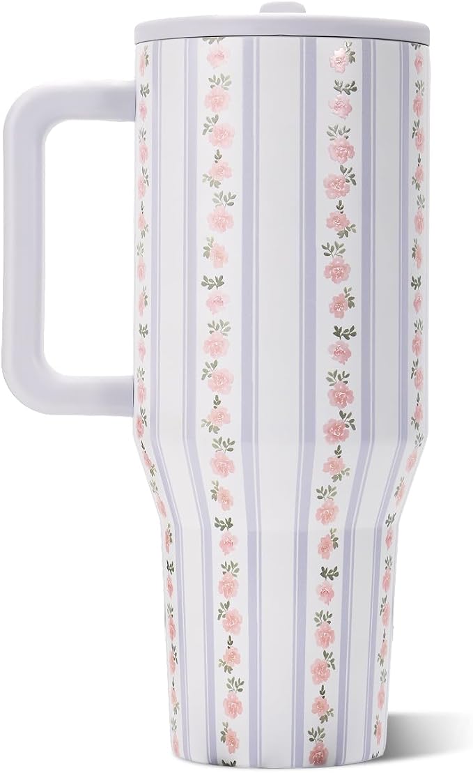 HydroJug Traveler 32oz, Insulated Tumbler with Handle & Straw, Primrose