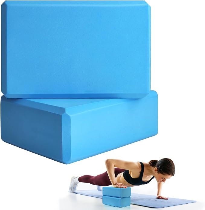 Septo 2 Pcs Yoga Blocks, 9x6x3 Inch Foam Blocks for Pilates | High density EVA foam Yoga Props lightweight non-slip surface for meditation stretching balance training