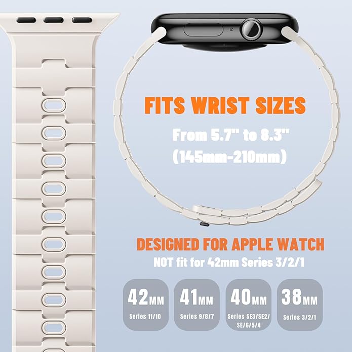Bandletic Magnetic Silicone Watchband Compatible with All Apple Watch | Strong Magnet Sport Strap for iWatch Ultra 49mm Series 11-1 SE 46mm 45mm 44mm 42mm 41mm 40mm 38mm, Ideal for Men Women