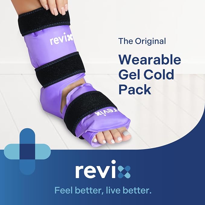 REVIX Ankle Ice Pack Wrap, Reusable Foot Cold Pack, Purple | Ankle Ice Wrap with Soft Plush Lining, Flexible Gel for Plantar Fasciitis, Achilles Tendonitis & Post-Workout Recovery