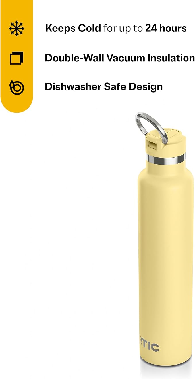 RTIC 26oz Journey Water Bottle, Ceramic Lined, Sunlight | Stainless Steel Metal, Insulated for Hot and Cold Drinks, Sports, Travel and Camping