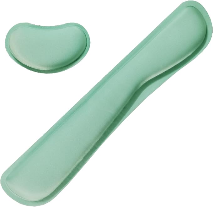 Keyboard Wrist Rest Mouse Wrist Support Set, Memory Foam Wrist Rest Pad for Computer Laptop Keyboard Mouse, Ergonomic Wrist Cushion Support for Typing Pain Relief, Gaming Home Office, Green