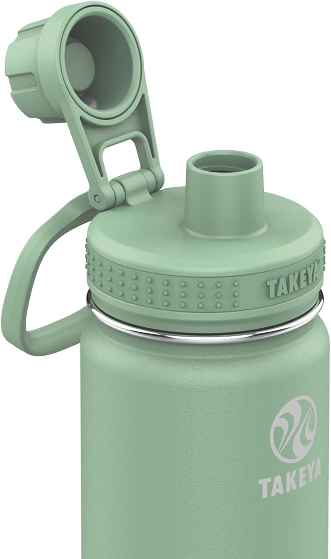 Takeya Actives 24 oz Vacuum Insulated Stainless Steel Water Bottle with Spout Lid, Premium Quality, Cucumber
