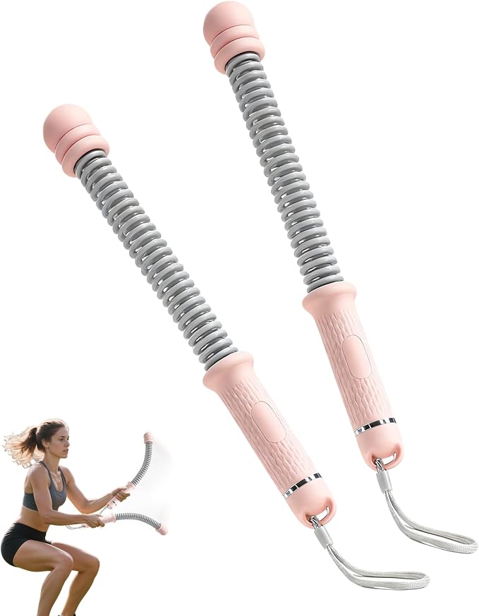 Ropeless Battle Ropes, Adjustable Portable Workout Equipment for Home Gym | Spring-loaded resistance; weighted end balls; textured nonslip grips; secure wrist straps; controlled rebound with each swing