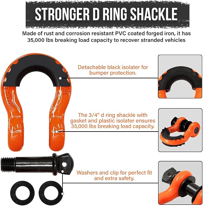 3”x10Ft Super Sturdy Lift Sling Straps 25000 Lbs Breaking Load Capacity Heavy Duty Lifting sling Crane Tree Saver Strap Recovery Straps Tow Strap Pull Hoist 2pcs 3/4 Robust D Ring Shackles+Storage Bag