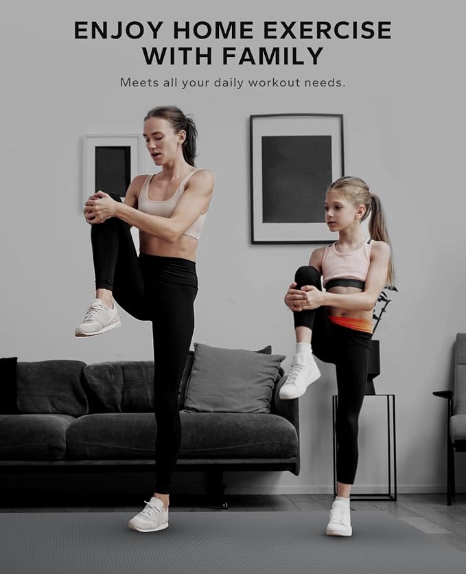 HAPBEAR Large Exercise Mat-6'x4'/7'x5'/6'x8'/6'x9'/6'x10'/6'x12'x 1/3"(8mm) | Non-Slip, Ultra Durable, Thick Workout Mat for Home Gym Flooring, Cardio, Yoga & Fitness; High-Density, Shoes-Friendly