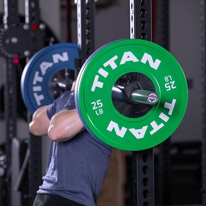 Titan Fitness Elite Olympic Bumper Plates, Competition Weight Plates, Rubber with Steel Hub Insert, Sold as a Pair, for Olympic Weightlifting and Cross-Training Workouts