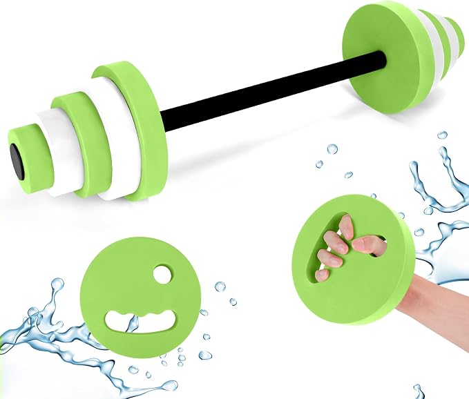 29.3’’Swimming Barbell Pool Dumbbell Swim Dumbbell with Water Exercise Discs High Density EVA Foam Aquatic Exercise Equipment