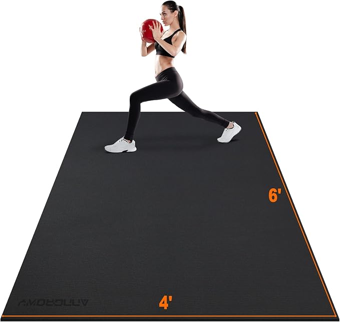 Large Exercise Mat 8'x5'|12'x6'|6'x4'|6'x2' Workout Mat for Home Gym Mats Exercise Heavy Duty Gym Flooring Fitness Mat Large Yoga Mat Cardio Mat for Weightlifting, Jump Rope, MMA, Shoe-Friendly