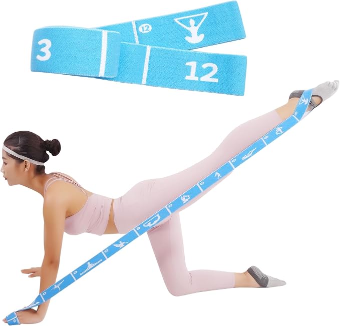 Yoga Strap with 10/12 Loops - Multi-Functional Stretch Band for Pilates, Dance, Gymnastics, Physical Therapy, Flexibility & Resistance Training, Ballet, Latin Workouts