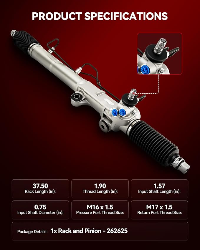 Torchbeam Power Steering Rack & Pinion Assembly Fit for 1996-2004 Tacoma, 1996-2002 4Runner, Hydraulic System Steering, Replaces OEM 26-2625