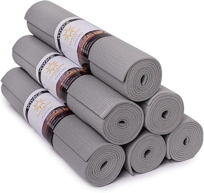 Voyage 5mm Studio Yoga Mats, 6 Pack, 72x24in | Extra Long, Anti-Tear Exercise Mats for Workout, Stretching, Fitness - Non Slip Gym Mats for Home, Schools and Studios