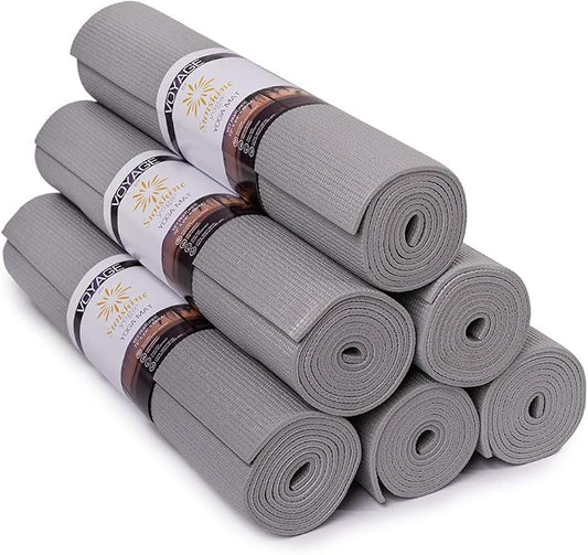 Voyage 5mm Studio Yoga Mats, 6 Pack, 72x24in | Extra Long, Anti-Tear Exercise Mats for Workout, Stretching, Fitness - Non Slip Gym Mats for Home, Schools and Studios