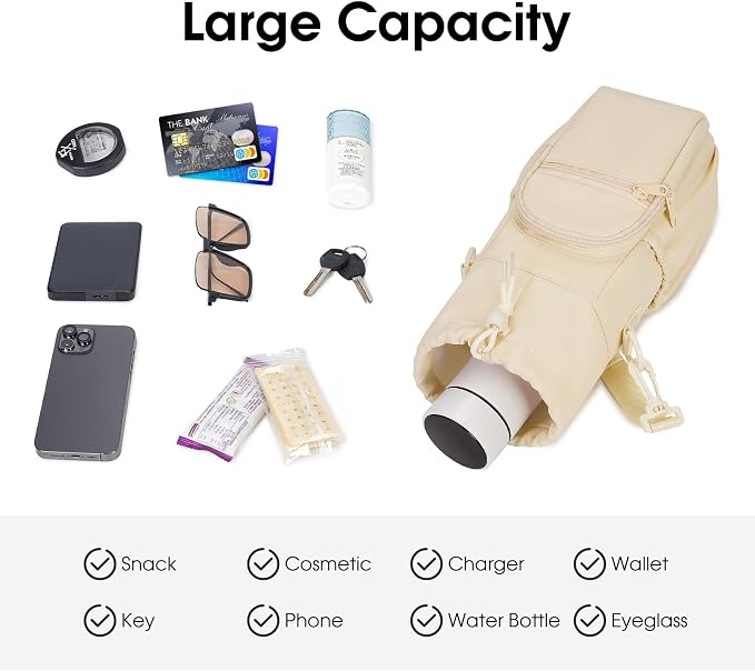 sportsnew 40oz Insulated Crossbody Water Bottle Bag Gym Hiking Phone Pocket | Water-resistant Lining, Padded Strap, Top Handle, Drawstring, Phone Pocket, Elastic Slots, Built-In Key Clip for Gym Walking
