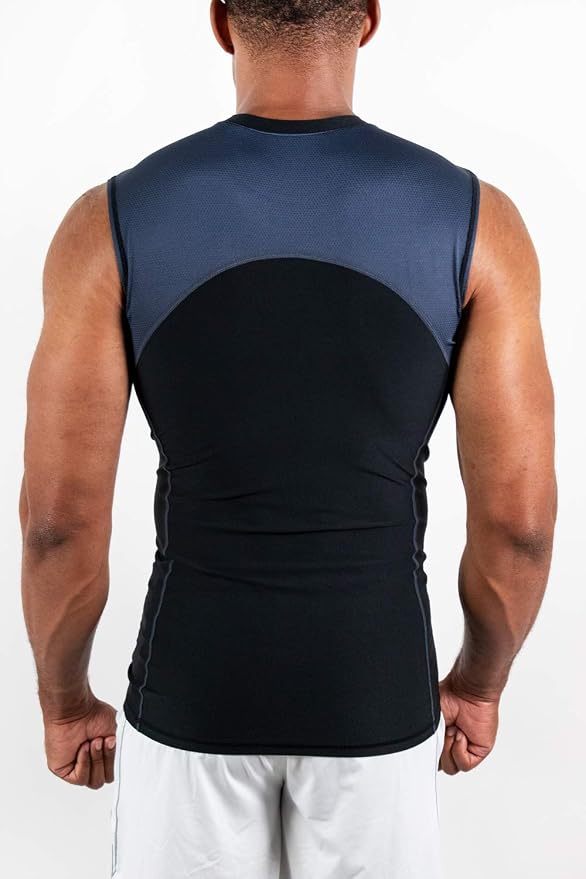 DEVOPS 3 Pack Men's Compression Shirts Sleeveless Tank Top Baselayer | Gym Training, Running, Moisture Wicking, Compression Fit, 4-Way Stretch, UPF 50+, Sleeveless
