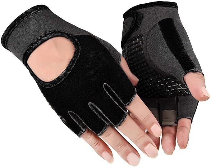 Workout-Gloves for Men Women Fingerless-Weightlifting Non-Slip Sport-Gloves | Women lightweight breathable Fabric, Non-Slip palms adjustable wrist straps for gym fitness training and cycling