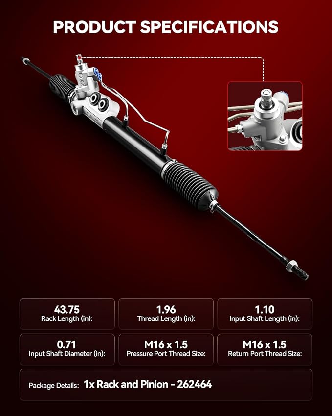 Torchbeam Power Steering Rack & Pinion Assembly Fit for 2009 Tucson, Hydraulic System Steering, Replaces OEM 26-2464