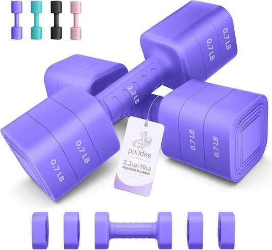 Adjustable Dumbbell Set of 2, 2.2-20LB Adjustable Weight Set, 3 in 1 Free Weights Dumbbells Set for women men at home, 2.2lb, 3.6lb, 5lb,10lb, 20lb, for Home, Office, Gym Exercise Training, Anti-slip Handle