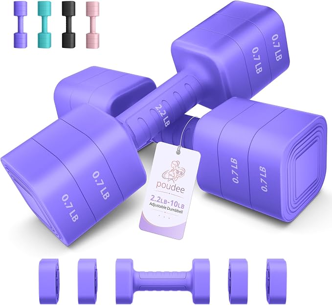 Adjustable Dumbbell Set of 2, 2.2-20LB Adjustable Weight Set, 3 in 1 Free Weights Dumbbells Set for women men at home, 2.2lb, 3.6lb, 5lb,10lb, 20lb, for Home, Office, Gym Exercise Training, Anti-slip Handle