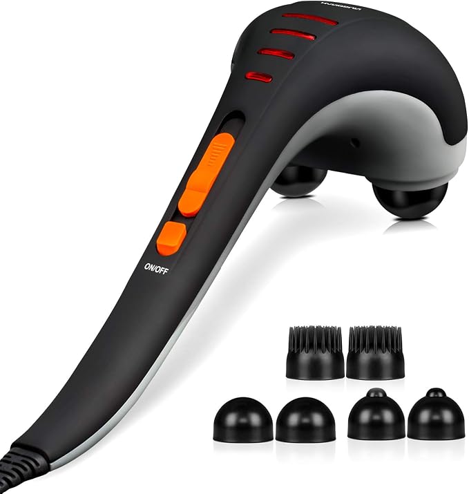 HANGSUN Handheld Neck Back Massager for Pain Relief Deep Tissue, Double Head Full Body Percussion Massage MG400 for Shoulder, Leg, Foot, Muscles