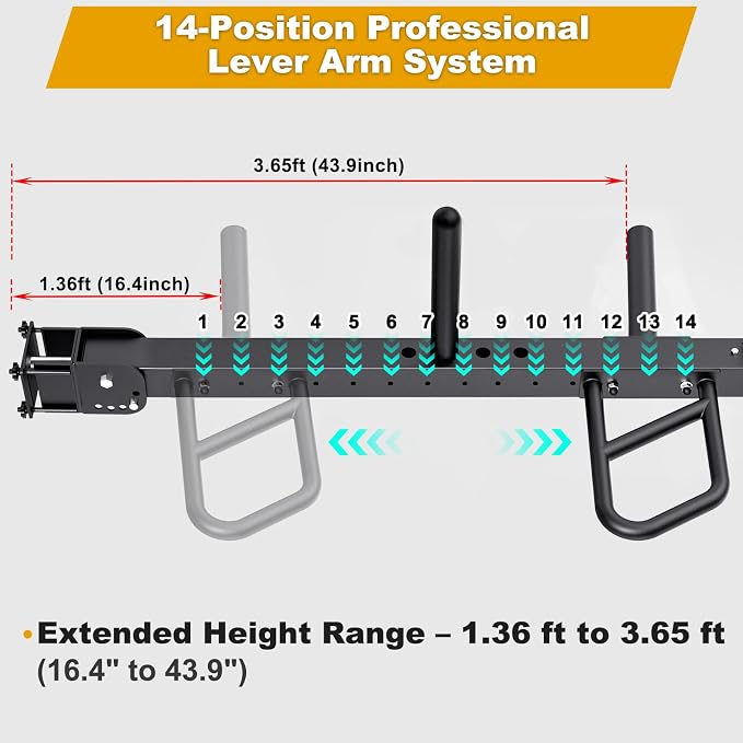 Kipika Power Rack Jammer Arms - Adjustable Height & Angle Lever Arm System for 2x2 or 3×3 Power Cages with 5/8" or 1" Holes - Fits 2-Inch Olympic Plates - 1 Pair