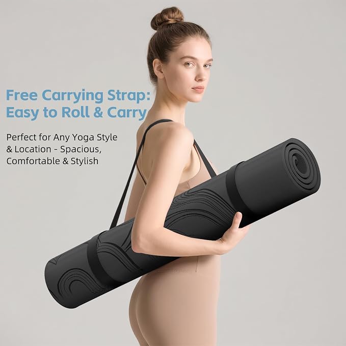 Large 76"x40"x0.4" Yoga Mat | Extra Width & Thick, Non-Slip Exercise Mat, Versatile for Stretching, Yoga Studio, Gym, Home & Indoor/Outdoor Workouts
