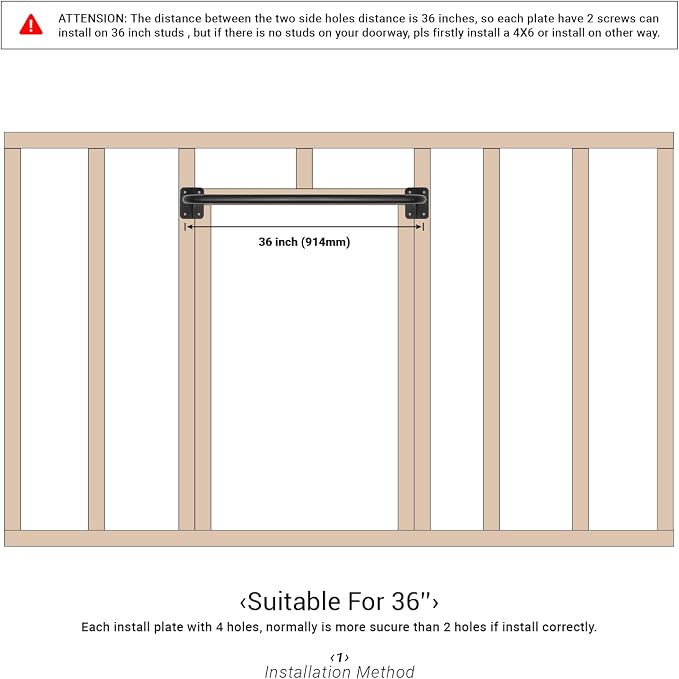 Wall Mounted Doorway Pull Up Bar, Heavy Duty Strength Training Pull-Up Bars for Doorframe, Support Beam or Joist Mount Thick Metal Sturdy Construction Support 500 lbs