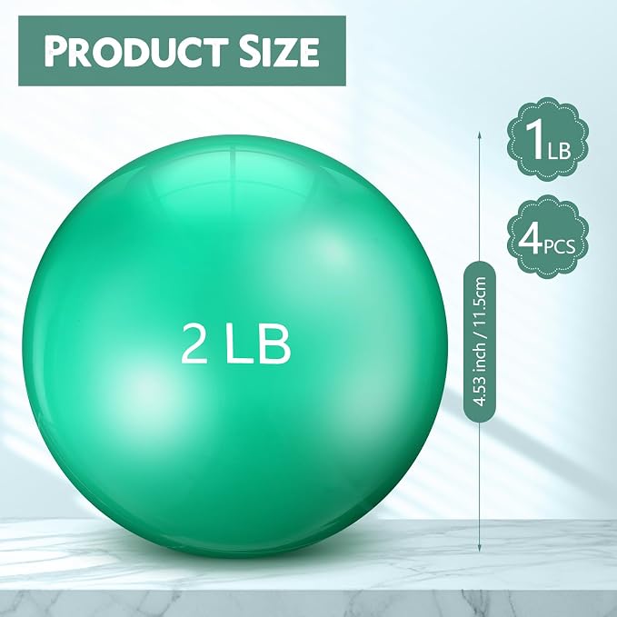 Seenelling 4 Pcs Weighted Toning Balls for Exercise Weighted Exercise Soft Medicine Balls for Gym, Pilates, Yoga, Balance, Flexibility