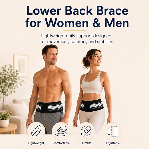 Lightweight Back Brace for Women and Men Lower Back Pain, Adjustable Lumbar Support Belt for Back Comfort, Sciatica, Hip and Spine