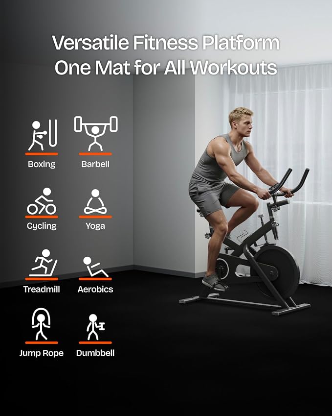 0.56" Thick 96 Sq Ft Rubber Top Gym Flooring Mats for Home Gym | Dual-layer Rubber & HD EVA, NO Warping, 24 Tiles, Supports Heavy Weight, Noise Reduction, Ideal For Crossfit & Dumbbells
