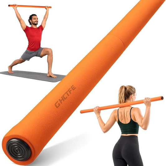 Adjustable Yoga Stick for Stretching & Balance, Upgraded Workout Pilates Equipment for Back Posture Corrector, 4-Section Steel Mobility Bar for Flexibility, Physical Therapy, Exercise Training