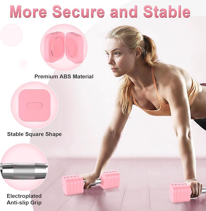 Hezeyferg 30.8LB Adjustable Dumbbell Set, Hand Weights Set for Home Gym | Each Adjustable Weight Dumbbell with 6 Levels 4.4/6.6/8.8/11/13.2/15.4lb, for Women/Men Full Body Workout