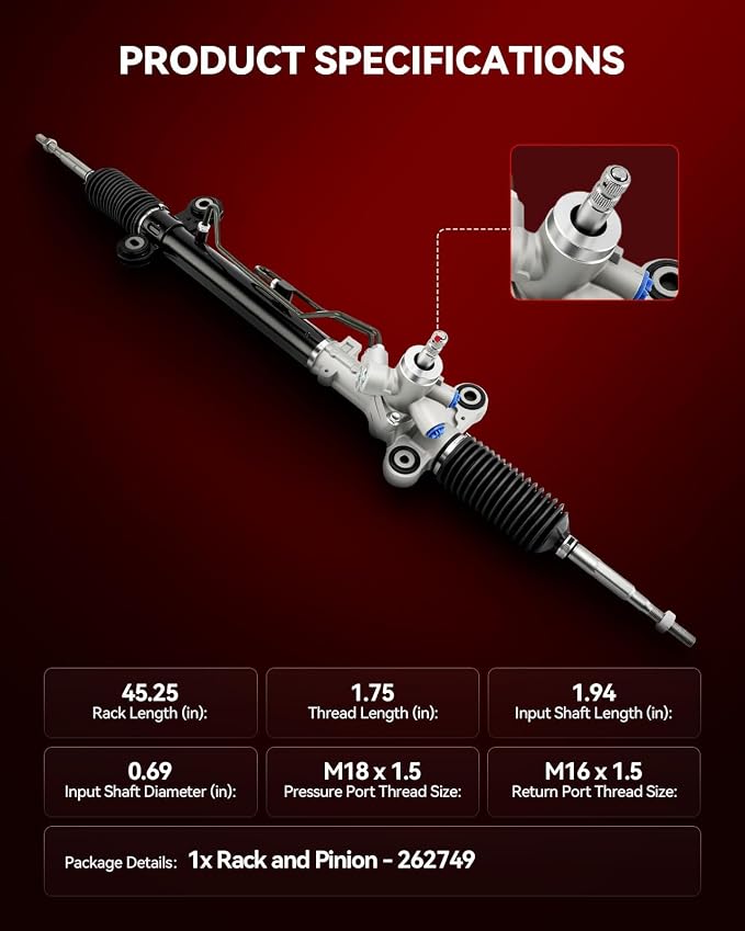 Torchbeam Hydraulic Power Steering Rack and Pinion Replacement for Honda 2007 2008 2009 2010 2011 CR-V All Models Replace# 262749