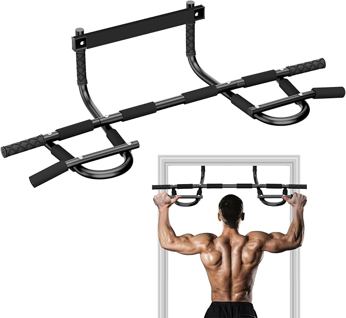 TOPOKO Pull Up Bar for Doorway, Heavy Duty Chin Up Station for Home Gym, Multi-Grip or Adjustable Door Frame Exercise Equipment for Upper Body Strength Training