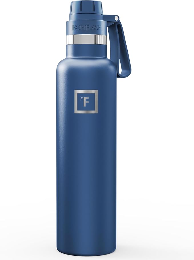 IRON °FLASK 24 oz Narrow Mouth Water Bottle with Spout | Insulated Stainless Steel Sports Water Bottle with Leakproof Spout Lid - BPA Free, Cold 24 Hrs, Sweat Free (Twilight Blue)