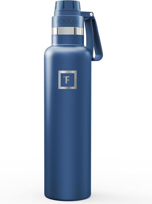 IRON °FLASK 24 oz Narrow Mouth Water Bottle with Spout | Insulated Stainless Steel Sports Water Bottle with Leakproof Spout Lid - BPA Free, Cold 24 Hrs, Sweat Free (Twilight Blue)