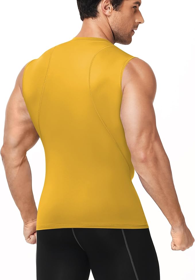 Men's Compression Shirt Sleeveless Athletic Workout Tank Tops Quick Dry Muscle Undershirts for Gym Running