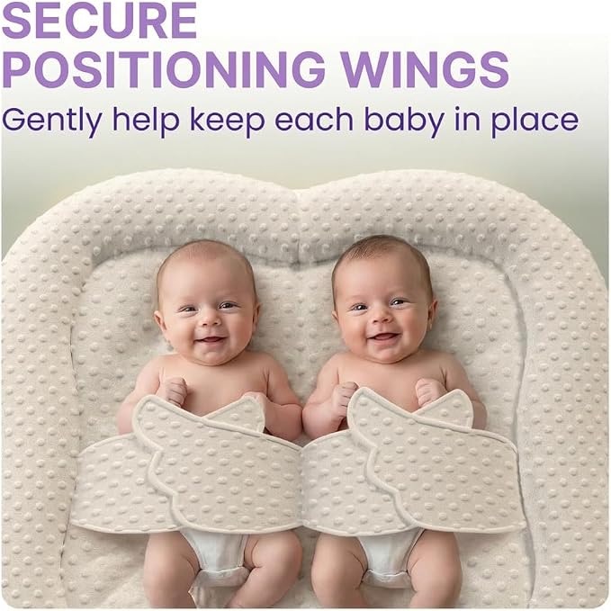 Twins Baby Play Mats for Floor Activity Gym - 5-in-1 Support Cushion Baby Play Mat Tummy Time Mat for Supervised Bonding with Arch, Plush Toys, Flashcards & Developmental Book - Grey