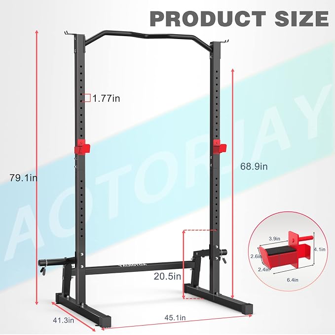 Power Cage Height Adjustable Squat Rack Home Gym Power Tower Multi-Function Pull Up Station Strength Training Squat Stand Barbell Rack