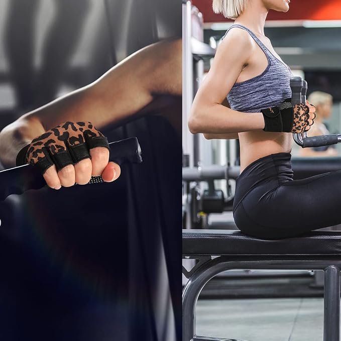 Workout Gloves for Women Men with Wrist Wrap Support Weight Lifting Gloves | Padded Gym Gloves for Weightlifting, Exercise, Crossfit, Resistance Training, Wrist Protection, Full Palm Grip, Fingerless