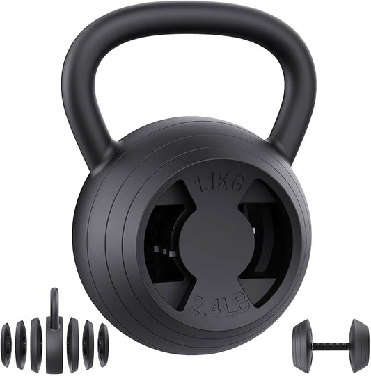 Hezeyferg 2-in-1 Adjustable Kettlebell for Home Gym Strength Training | 15-45 LB Kettlebells Weight Set, 4.8-30 LB Dumbbell Weights, with Wide Grip, for Men/Women Full Body Exercise