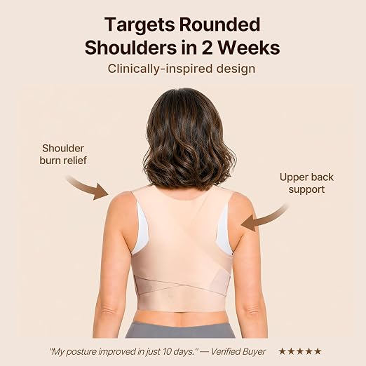 Fit Geno Invisilite Posture Corrector for Women Adjustable Upper Back Brace | Slim and Lightweight, It Stays Invisible Under Clothes, So You Can Wear It Comfortably Through Desk Work or Errands