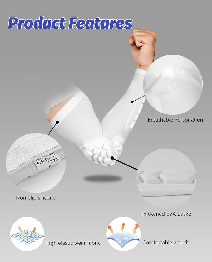 AceList Elbow Pad Arm Sleeves for Adults & Kids Shock-Absorbing EVA Padding Non-Slip Breathable Sports Protection