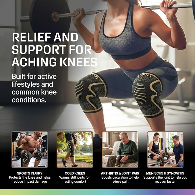 Modvel Compression Knee Brace for Women & Men - 2 Pack Knee Brace for Women Running Knee Pain, Knee Support Compression Sleeve, Workout Sports Knee Braces for Meniscus Tear ACL & Arthritis Pain Relief