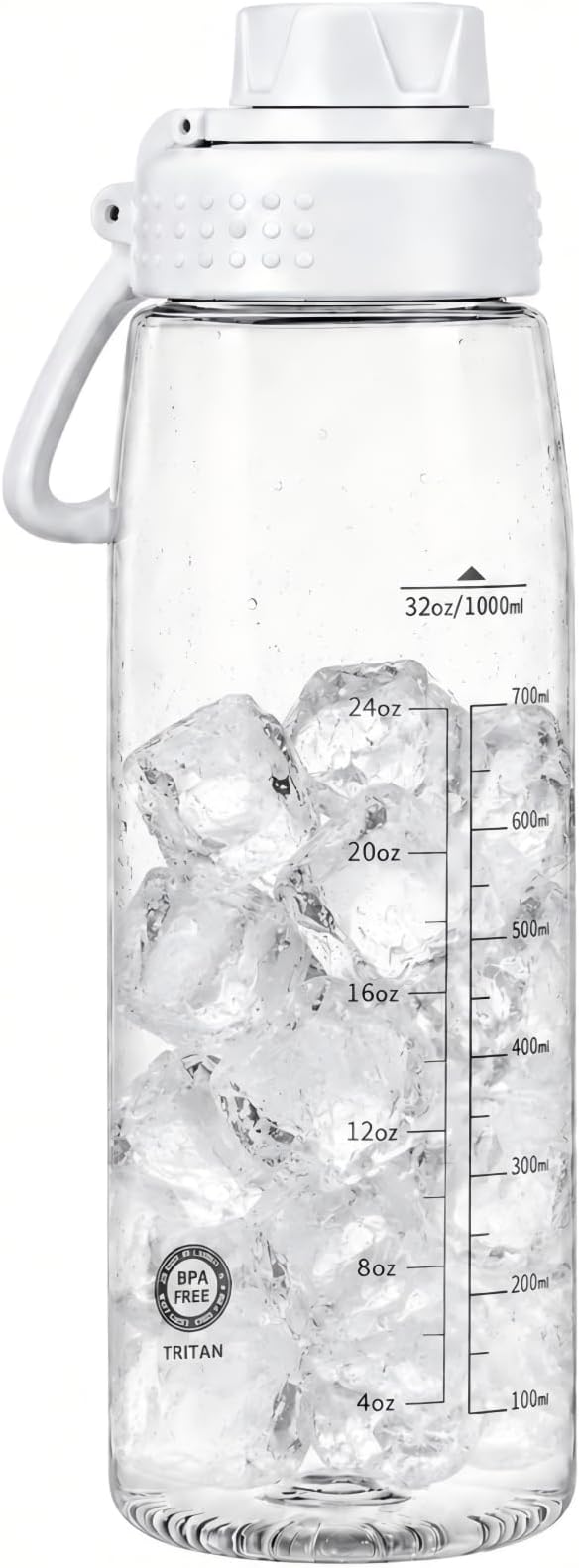 32oz Clear Water Bottle - BPA-Free Tritan Plastic, Fast Flow Spout Lid, Wide Mouth & Leakproof Design Hiking Water Bottle Suitable for Travel, Outdoors, Gym, Travel, Home, School(Clear)