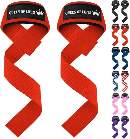 TECEUM Neoprene Padded Cotton Lifting Straps for Weightlifting, 1 Pair