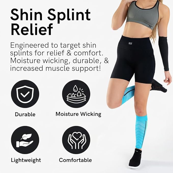 Zensah Featherweight Compression Leg Sleeves - Relieve Shin Splints, Calf Strains